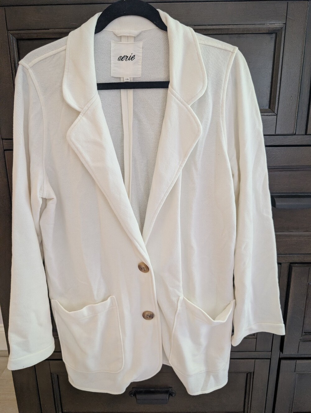 aerie Cream Knit Blazer with Patch Pockets